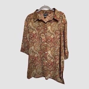 Virgo Tunic Button Up Paisley Bohemian Academia Preppy Retro Feel Boho 14 Petite